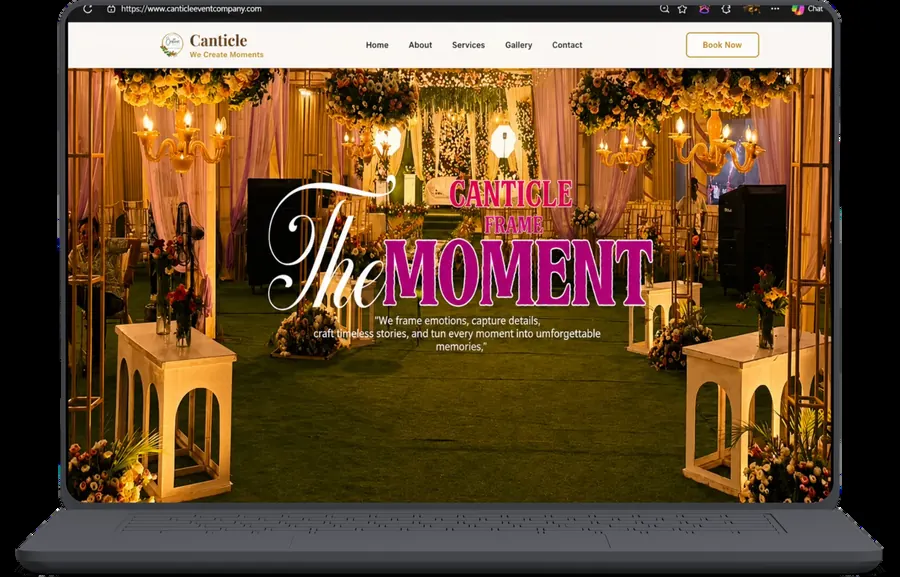 Canticle Event Company website shown in the Career Craftly portfolio.